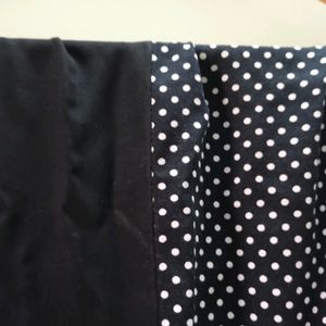 Half Black Plain & Half Polka Dot Stole ⚫⚪⚫