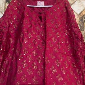 New Silk Rani Kurti With Shimmer Work For Medium