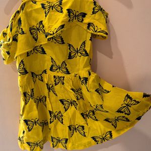 Baby Girl Butterfly Print Frock Off Shoulder