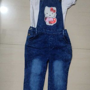 Girls Suspender Denim Dress