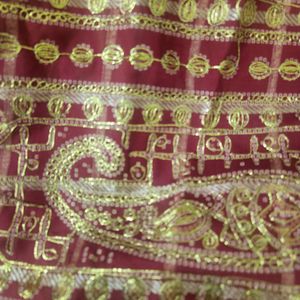 Bridal Saree Rust Red Chunri Complete New