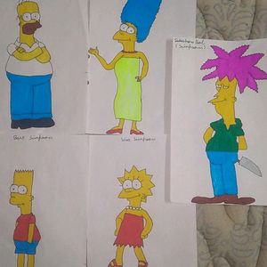 Simpsons Characters Drawing With Sketch Pen