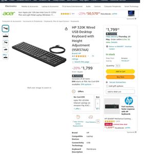 HP 320K Wired Desktop Noiseless Keyboard