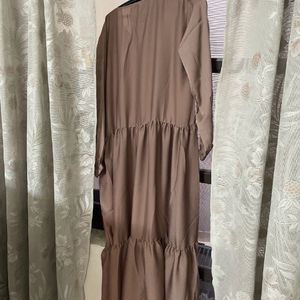 SNTuba Frill Abaya Lip Nude In Firdous Fabric