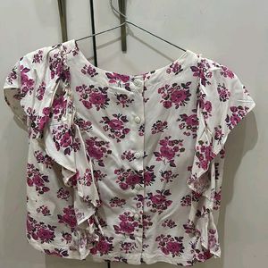 Utsa Girls Top Floral Printed With Buttons