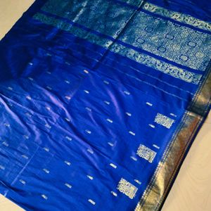 Blue Colour Pure Silver Kanchi Pattu Saree