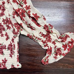 Red-white Floral Top