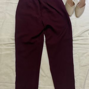 Maroon Colour Straight Pants