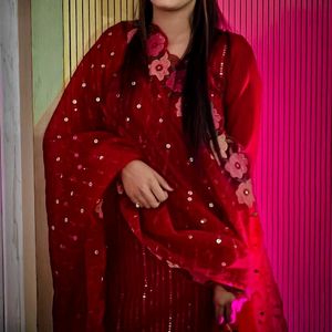 🎀Red Stitched Suit For Women