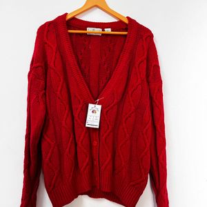 Oversized Red Cardigan