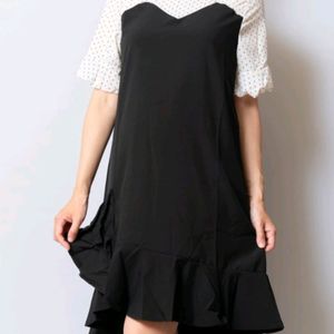 Black Flared Knee Dress