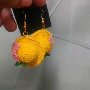 Crochet Handmade Hat Earrings