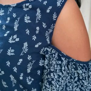 blue floral open shoulder top 𐙚