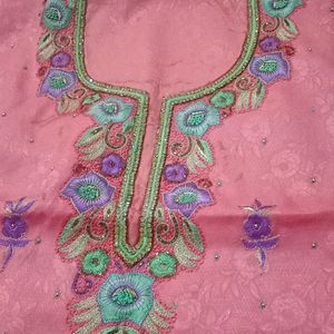 Pink Thread Sobber Embroidery Suit