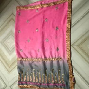 Sale Pink And Grey Party Wear Saree