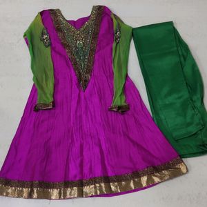 Beautiful Women Anarkali DarkPink Heavy Work Dress