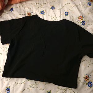 Black Kitty Crop Tshirt / Top