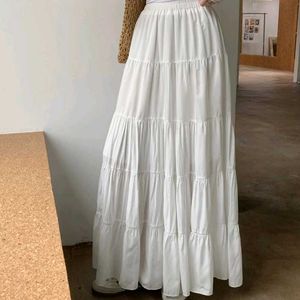 Savana White Tiered Maxi Skirt