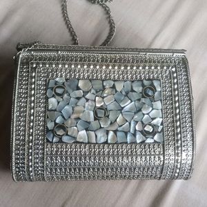 Silver Oxidised Clutch Bag