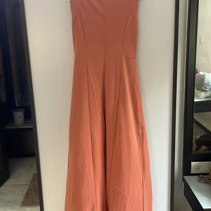 Peach Long Gown With Slits