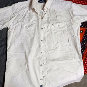 White Half Denim Cotton Shirt