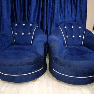 Royal Blue Velvet Sofa Set 3 Pcs