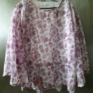 Purple Printed Flair Sleeves TunicTop XXL