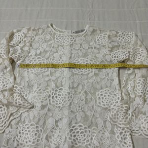 Korean Net Embroidered Top