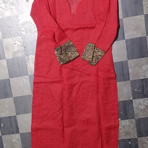 Shiny pink Patch Work Kurtha