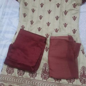 Silk Blend Kurta, Churidar, Dupatta Set