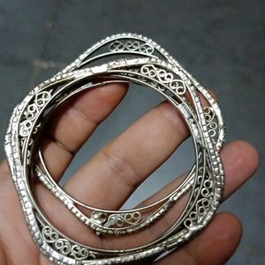 Silver Stone Bangles