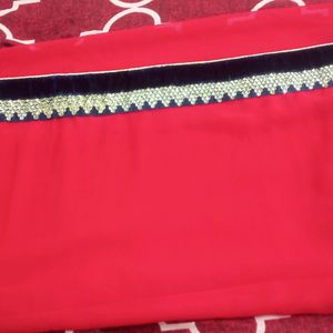 Cherry Red Saree