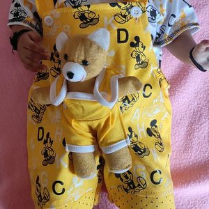 Baby Boy's and Girl's Cotton with teddy attached Wear 2 Pieces Clothing