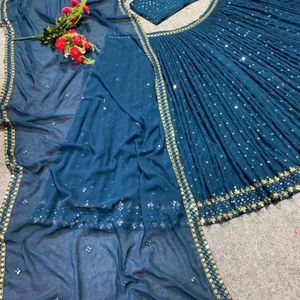 Embroidered Semi Stitched Lehenga Choli