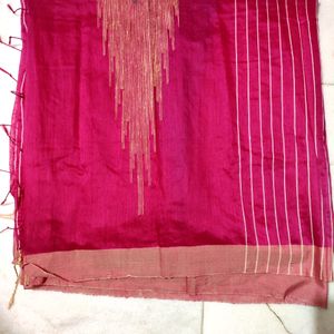 🛑🔥Hot Pink  Handloom Saree ✅🔥⭐