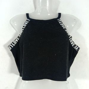 Black Casual Crop Top ( Women's)