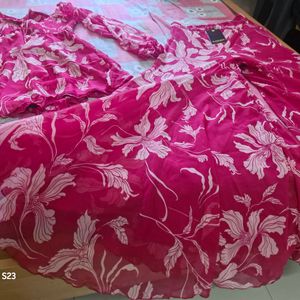 Pink Georgette Sharara Coord Set