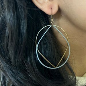 sliver & gold inverted drops earrings