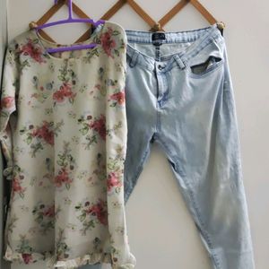 DNMX Jeans and Floral Top Combo