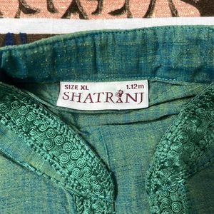 Shatranj Green Half Sleeve Kurta