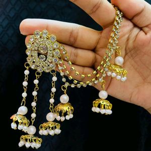 💥White Perl Jhumka With Not