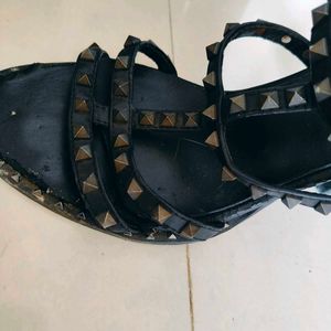 Real Leather Studded Sandals 10cm Heel