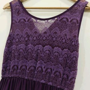 Purple Sleeveless Net Designed Stretchable Jumpsui