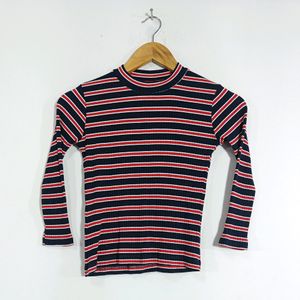 Navy Blue and Red Stripes Top