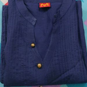 Navy Blue Colour Straight Kurti For Daily Wear