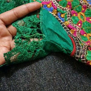 Embroidered Green Kurti