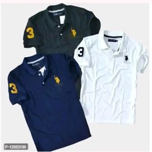 StunningMatty Cotton Self Pattern Polos For Men 3 Pieces