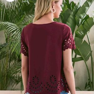 Burgundy/Wine Colour Laser Cut Top