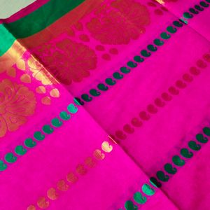 Beautiful Rose Colour Cotton Silk Saree