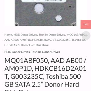 Toshiba Hard Disk 500GB 5400RPM